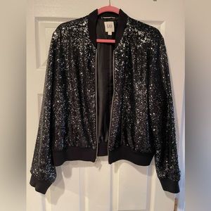 WOMENS GAP SEQUIN BOMBER JACKET